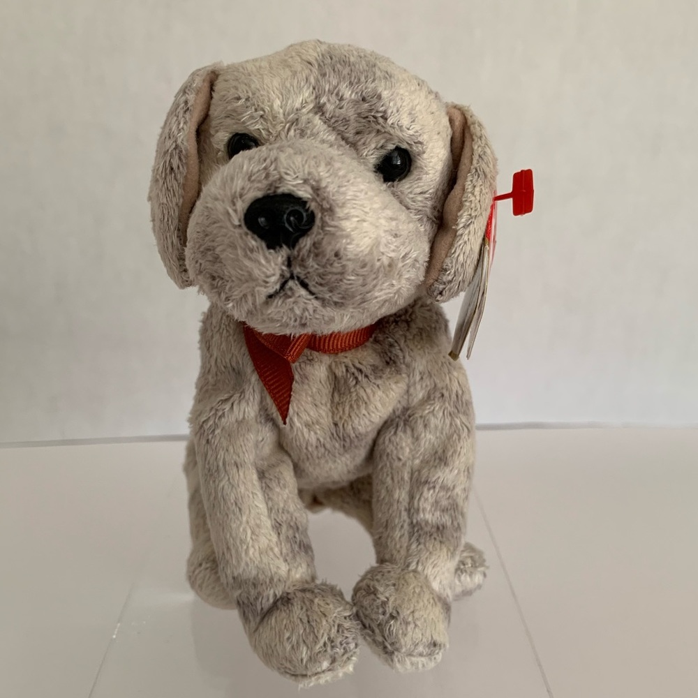 Vintage NWT Beanie Baby Ty Tricks Dog 2000 Retired Cream Gray Friend Puppy - Picture 7 of 16